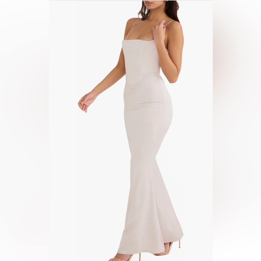 House of CB Olivette Crystal Satin Corset Dress